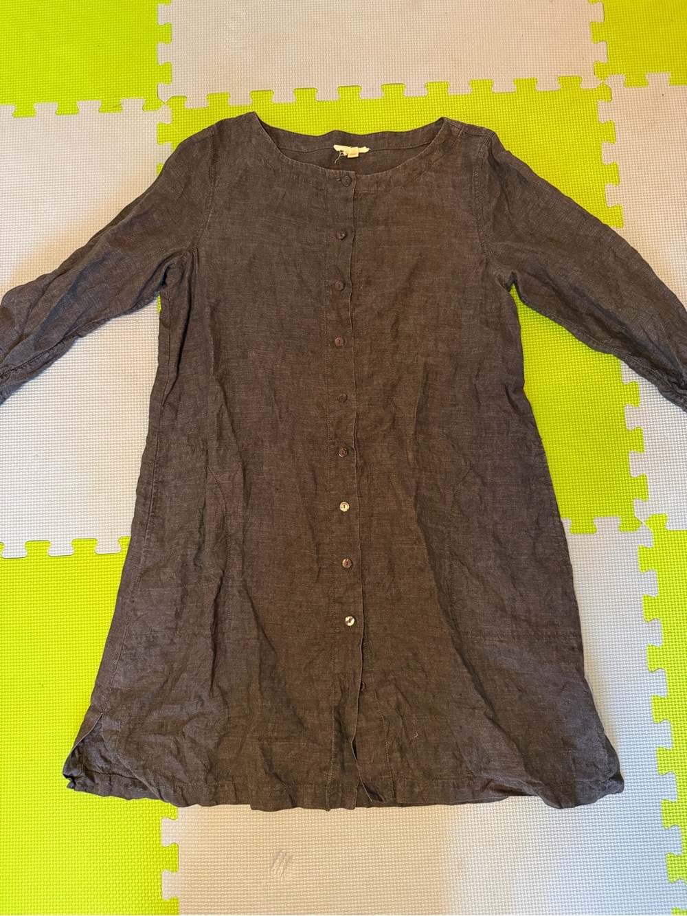 Eileen Fisher Button-Front Linen Tunic Dress
